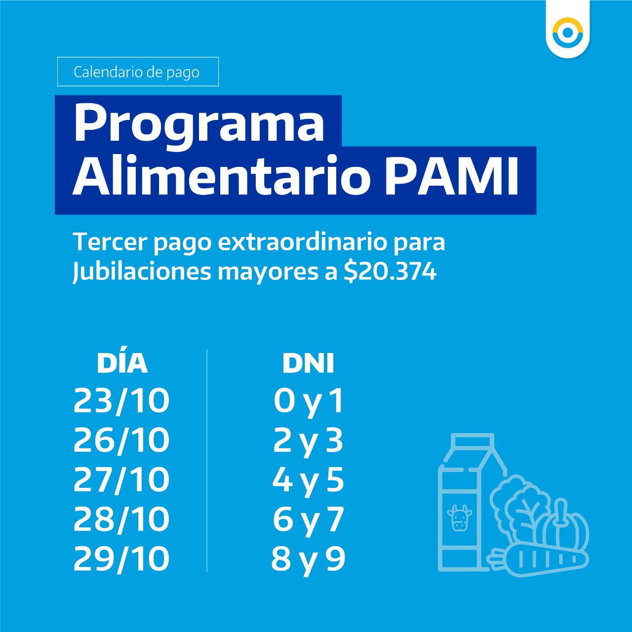 Pago del programa alimentario
