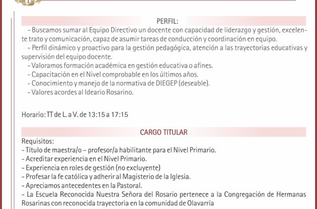 Oferta laboral Vicedirector