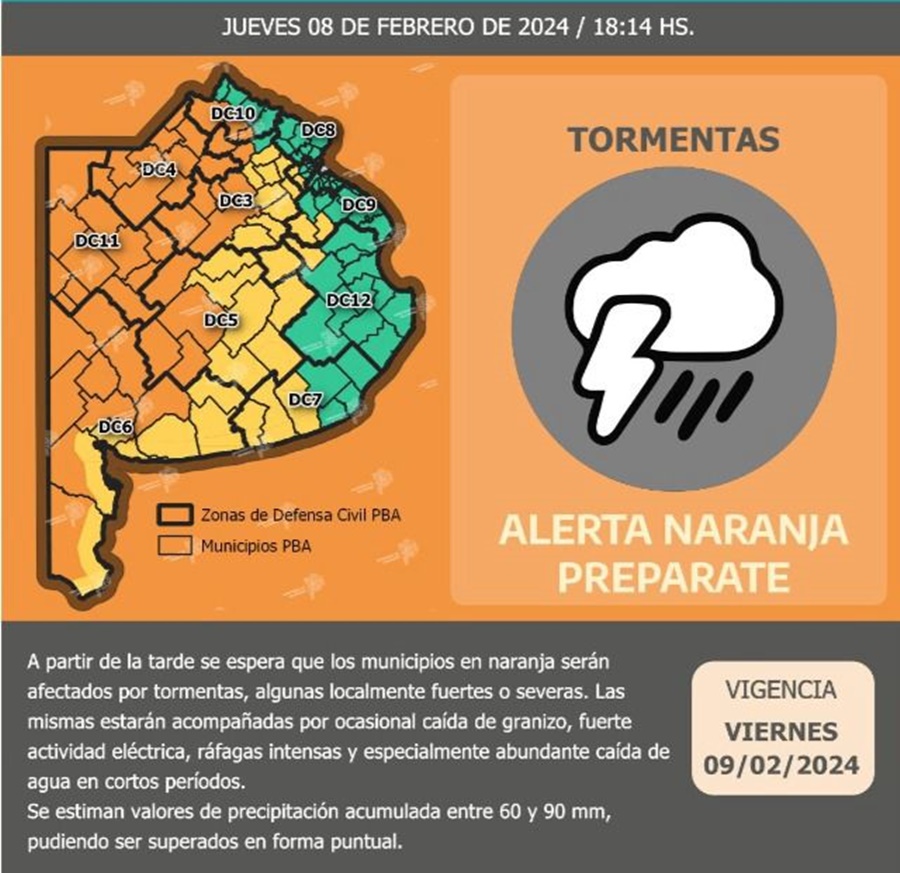 Rige un alerta naranja