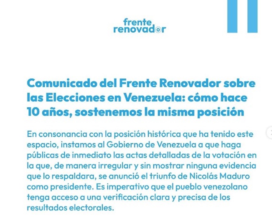 Comunicado del Frente Renovador