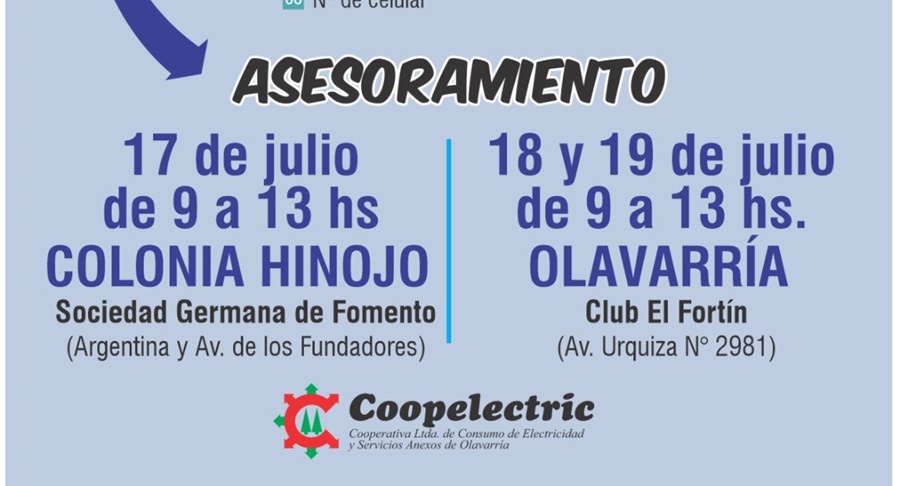 Coopelectric atiende hoy en