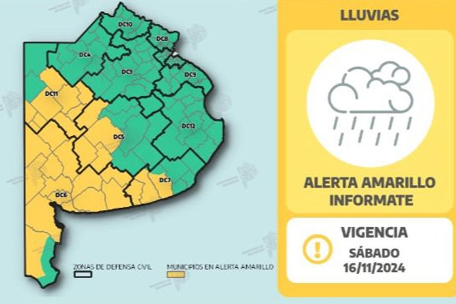 Rige un alerta amarillo