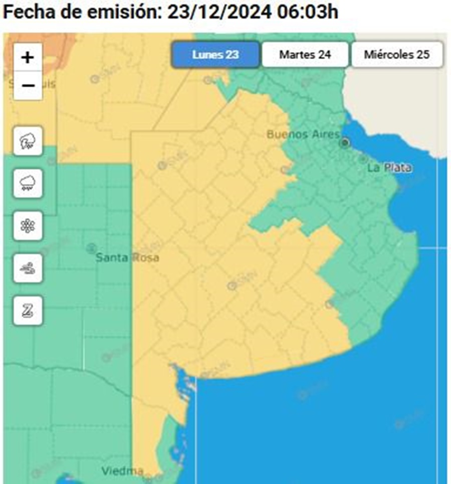 Rige un alerta amarillo