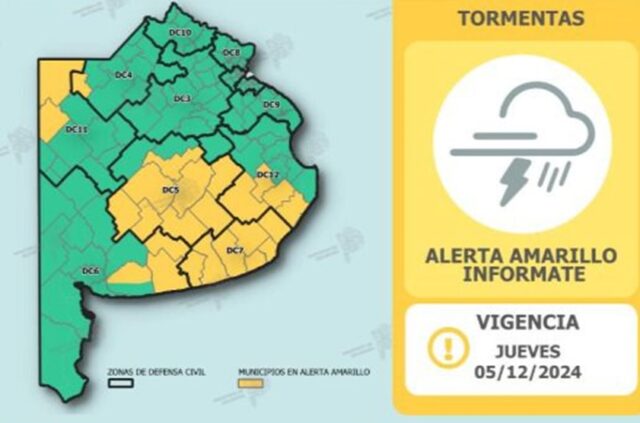 Rige un alerta amarillo