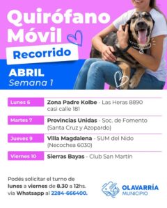 Informan el recorrido semanal