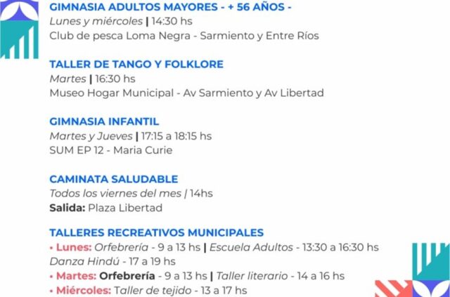 Talleres y actividades gratuitas