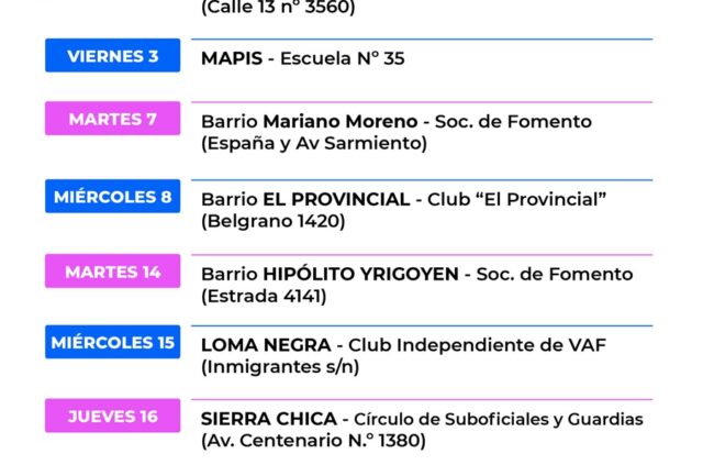 Calendario del mes de