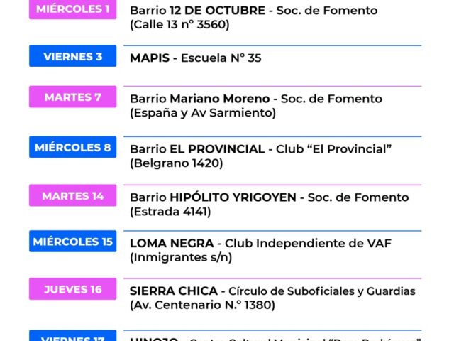Calendario del mes de