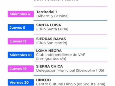 Cronograma para noviembre del