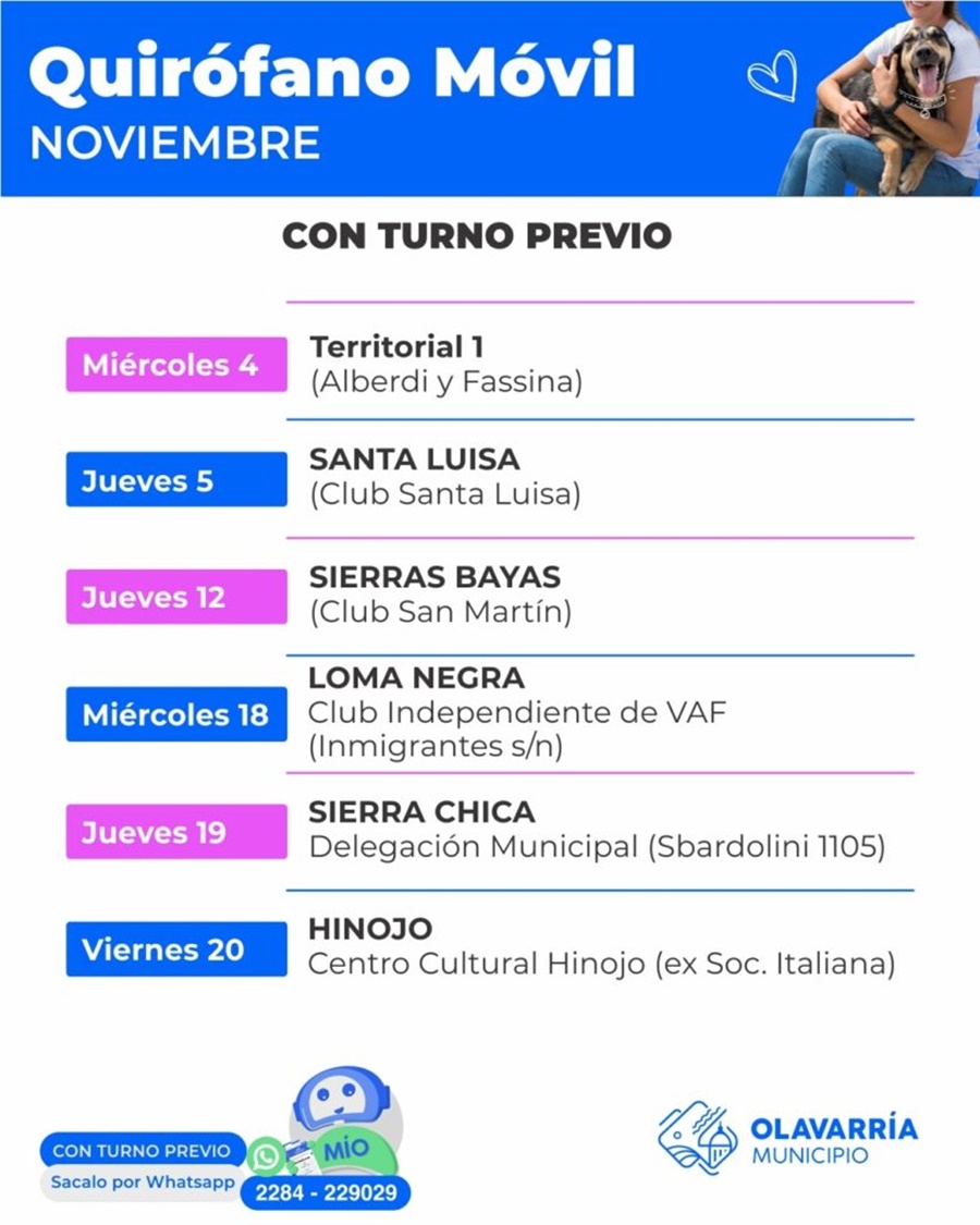 Cronograma para noviembre del
